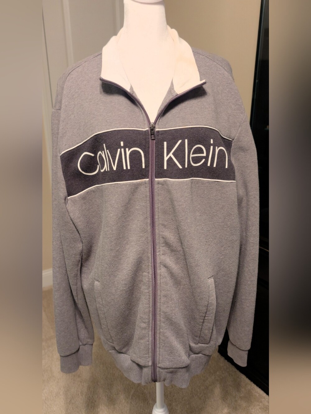 Calvin Klein Soft Touch Fleece Gray Zip-Up Jacket